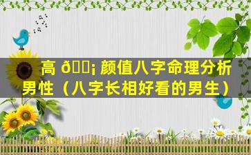 高 🐡 颜值八字命理分析男性（八字长相好看的男生）